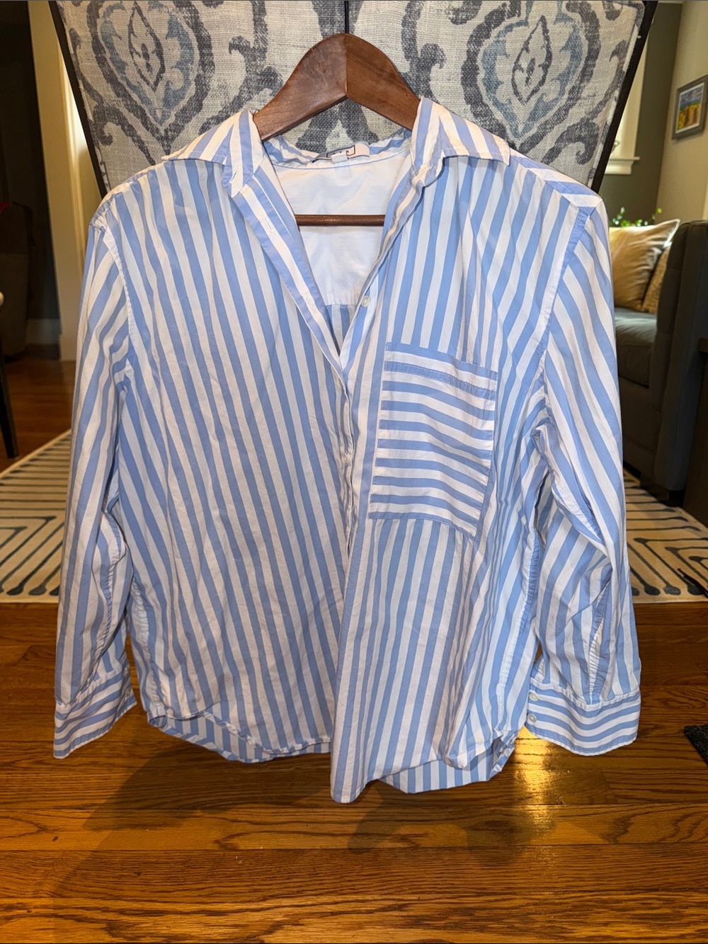 Ayr women’s blue and white striped button down blouse size XS